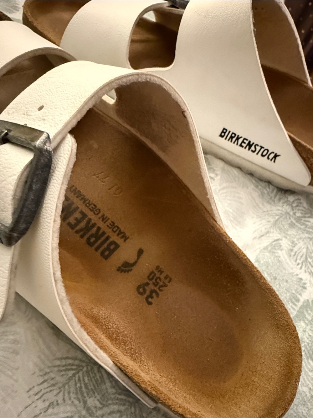 Birkenstock White Arizona Two-Strap Sandals with Silver Buckles - Picture 2 of 7